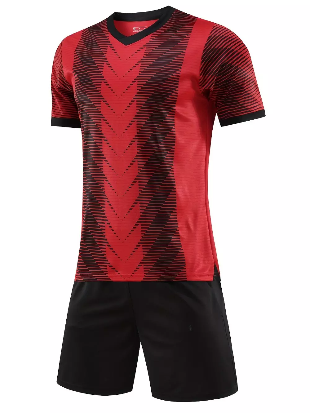 2 個のフットボールキット、メンズ幾何学模様のサッカージャージとわずかに伸縮性のある通気性のあるアウトドアショーツ
