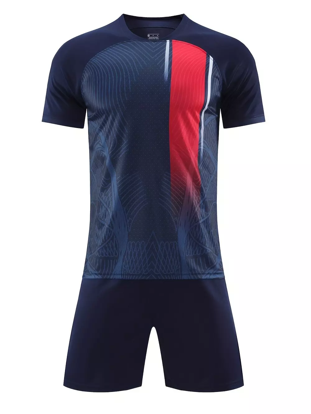 フットボールキット 2 個、メンズ幾何学模様のフットボールジャージと通気性があり、アウトドアアクティビティ用のわずかに伸縮性のあるショーツ